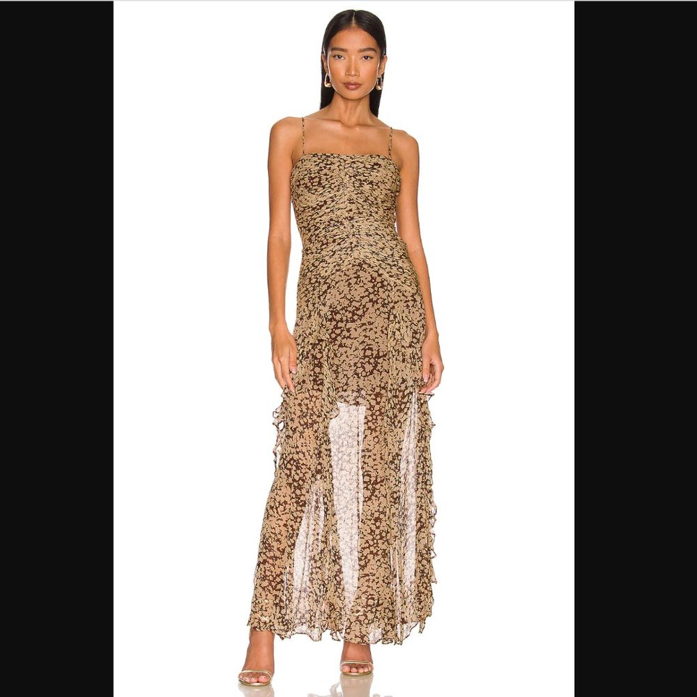 Shona Joy Valeria Ruched Frill Maxi dress